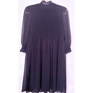 Sandro Paris Black Rouged Bodice Mini Dress With Delicate Lace Detail Size 2